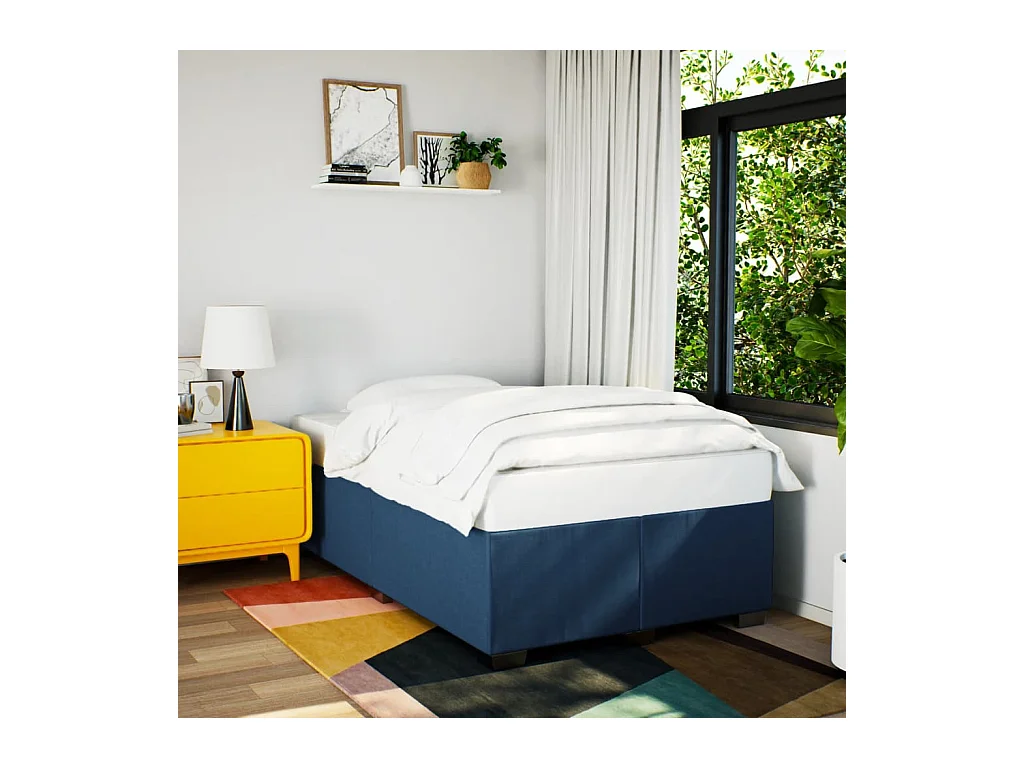 Cadre de lit sans matelas bleu 120x190 cm tissu