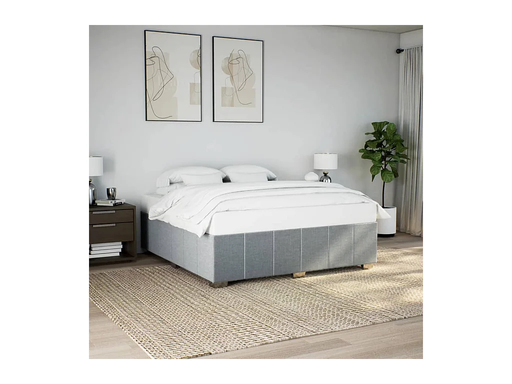 Cadre de lit sans matelas gris clair 200x200 cm tissu