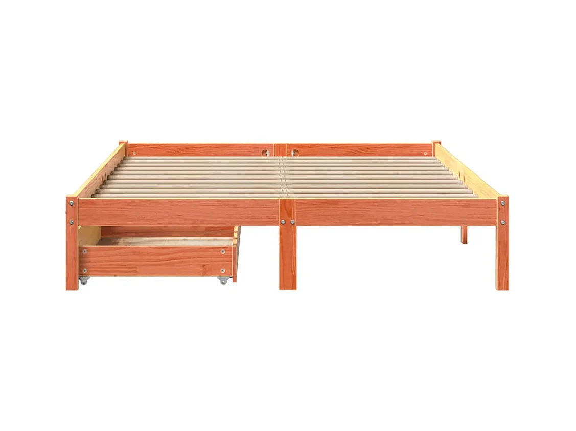 Massivholzbett ohne Matratze Wachsbraun 135x190 cm Kiefernholz