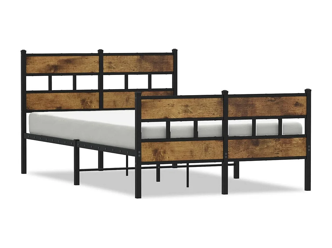 Cadre de lit en métal sans matelas chêne fumé 120x200 cm