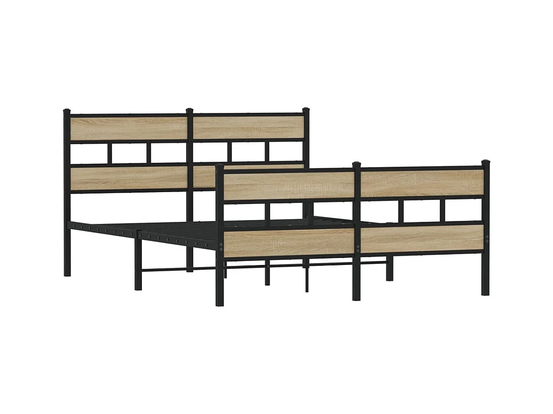 Cadre de lit en métal sans matelas chêne sonoma 140x190 cm