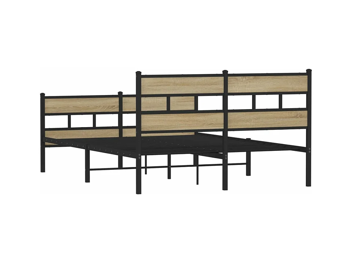 Cadre de lit en métal sans matelas chêne sonoma 140x190 cm