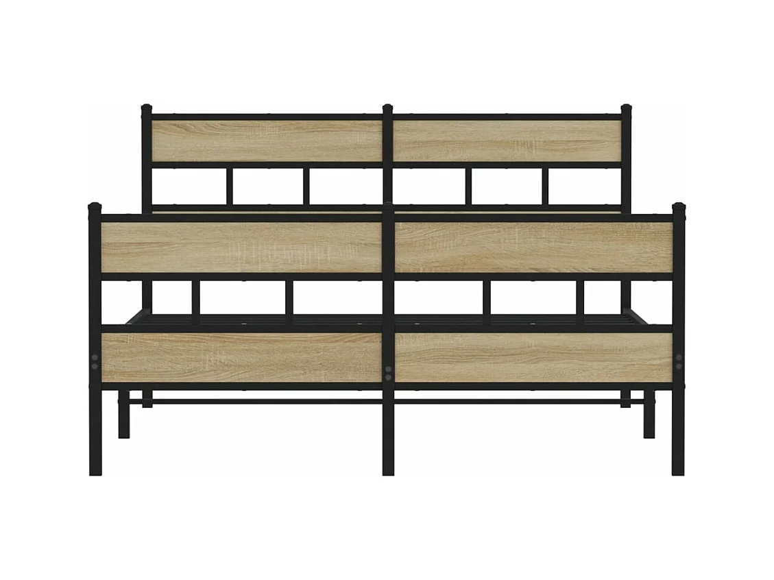 Cadre de lit en métal sans matelas chêne sonoma 140x190 cm