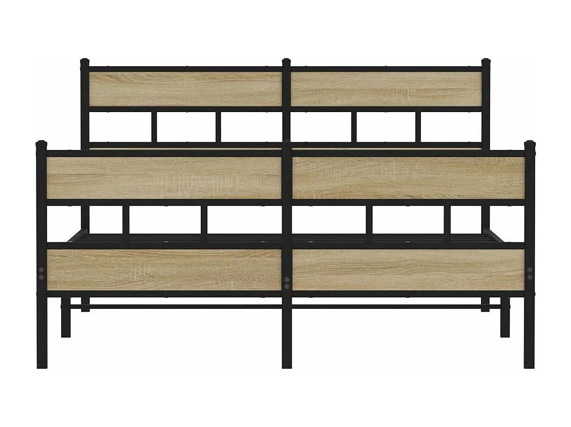 Cadre de lit en métal sans matelas chêne sonoma 140x190 cm