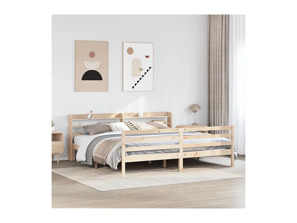 Estrutura de cama com cabeceira 180x200 cm pinho maciço