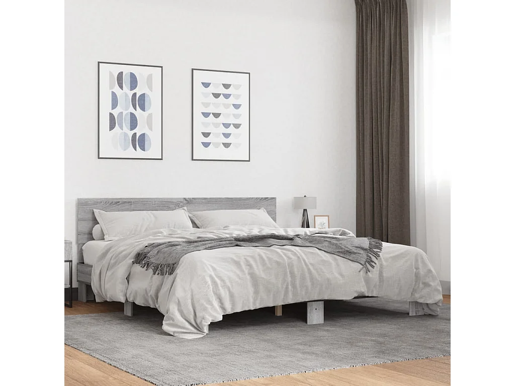 Cadre de lit sans matelas sonoma gris 200x200 cm