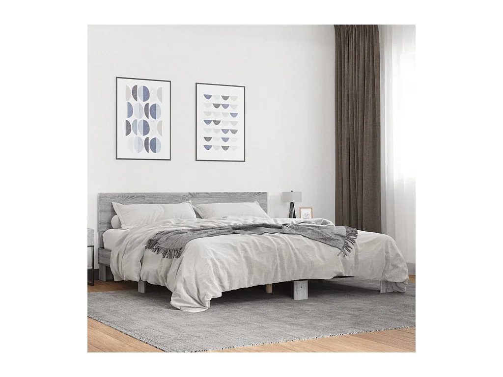 Cadre de lit sans matelas sonoma gris 200x200 cm