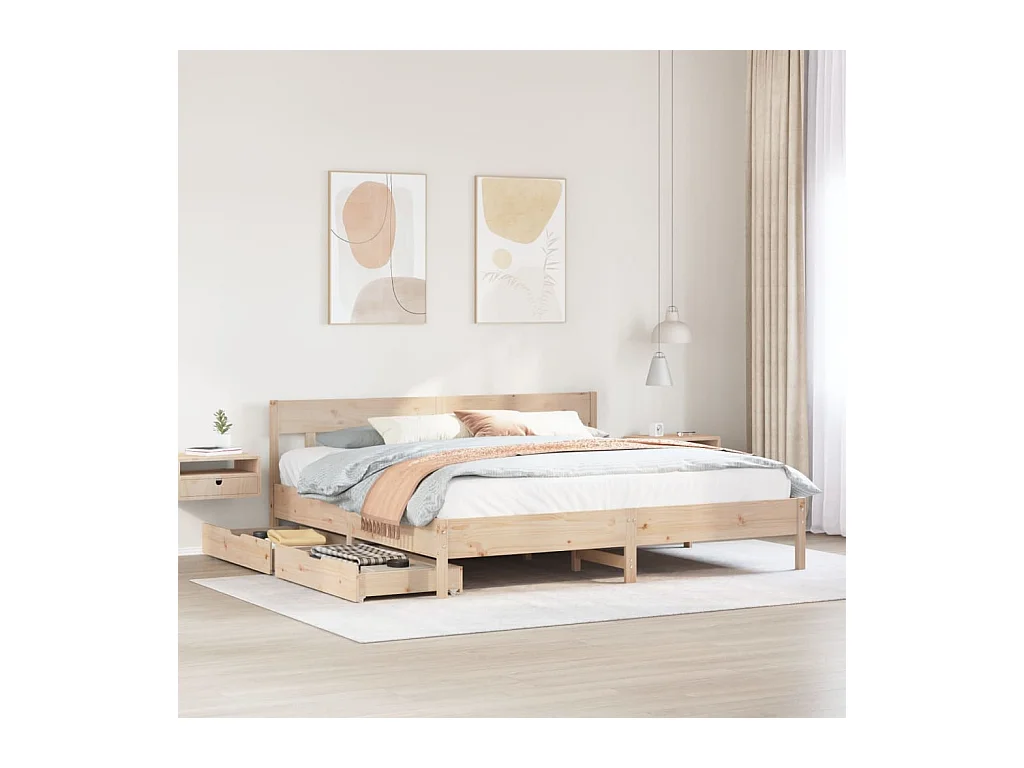 Cadre de lit sans matelas 180x200 cm bois massif de pin