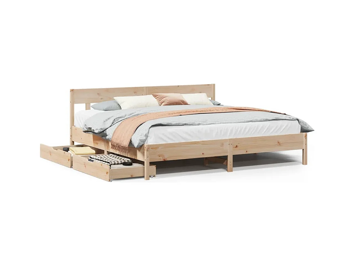 Cadre de lit sans matelas 180x200 cm bois massif de pin