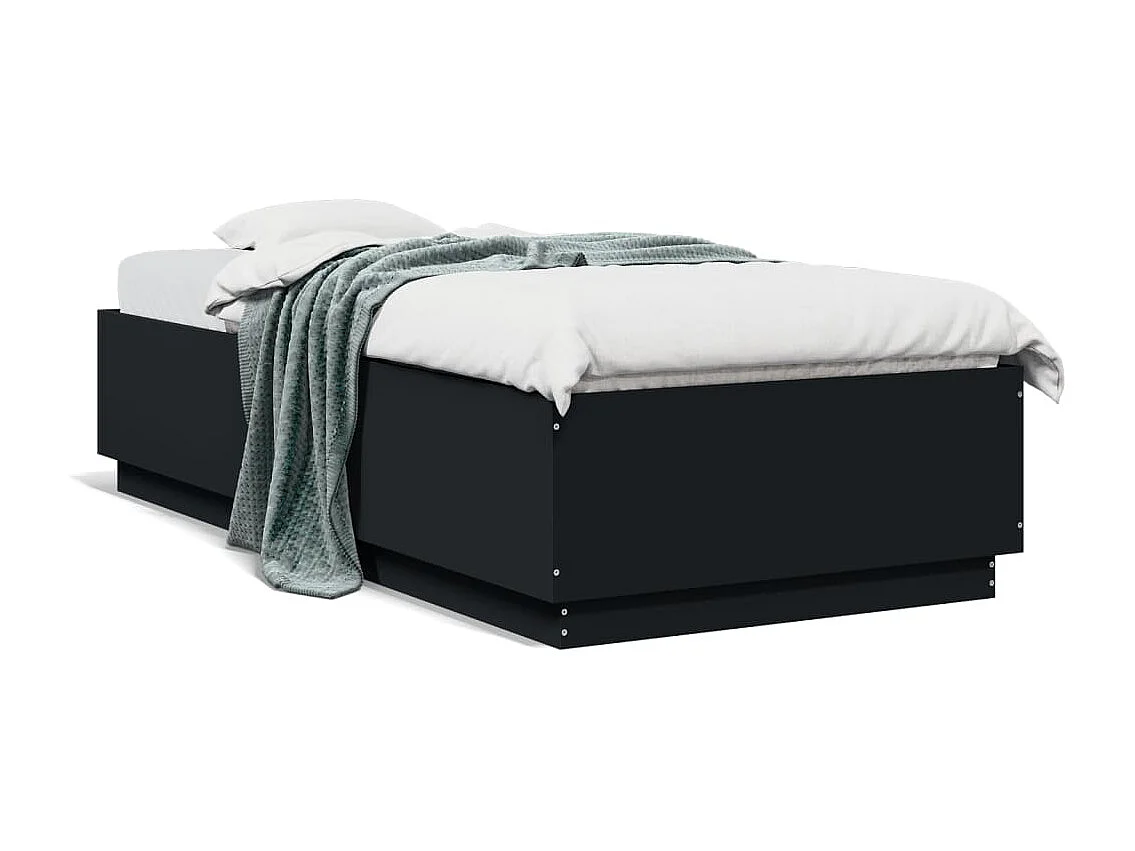 Estructura de cama madera de ingeniería negra 90x200 cm