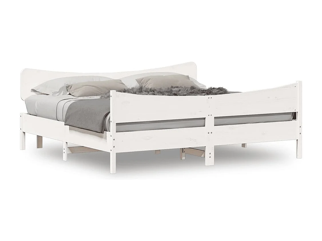 Cadre de lit sans matelas blanc 200x200 cm bois massif de pin