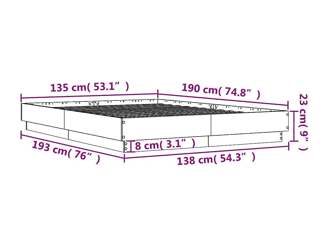 Cadre de lit sans matelas blanc 200x200 cm bois massif de pin