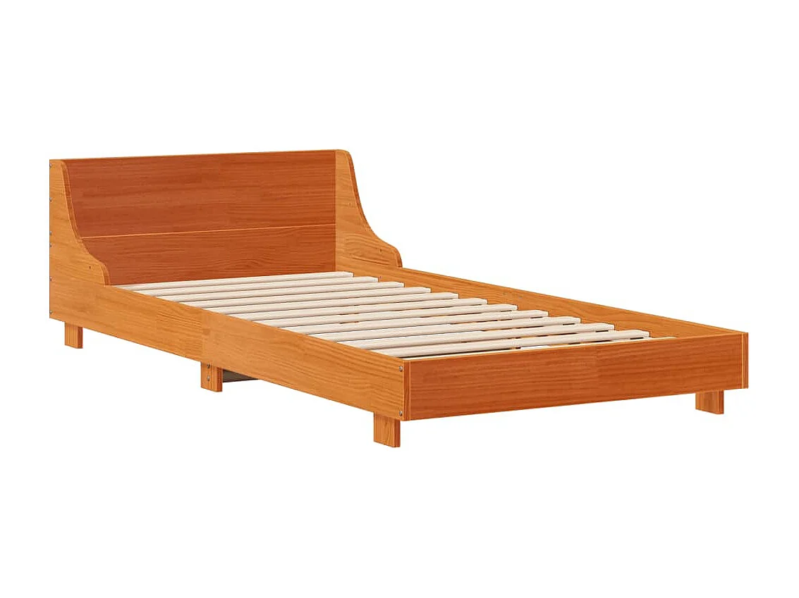 Cadre de lit sans matelas cire marron 75x190 cm bois pin massif