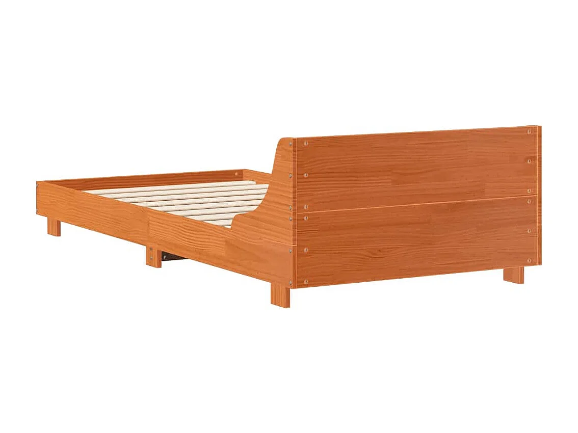 Cadre de lit sans matelas cire marron 75x190 cm bois pin massif