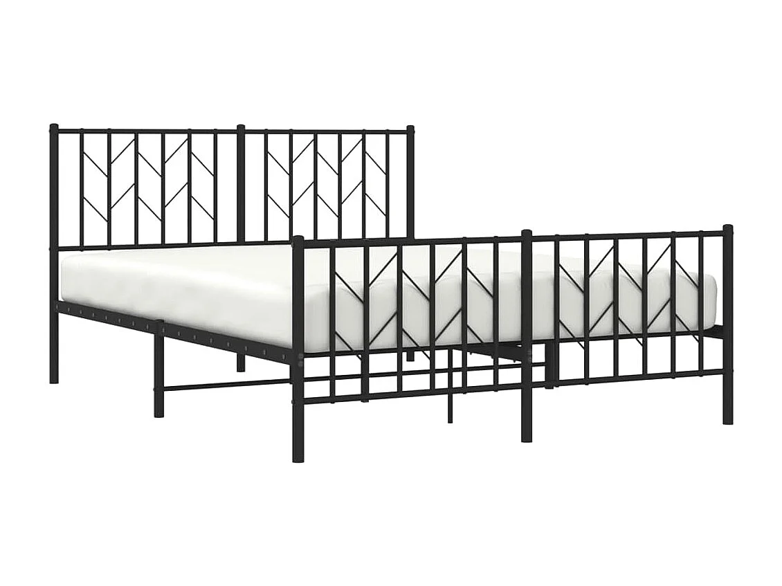 Bedframe met hoofd- en voeteneinde metaal zwart 140x200 cm