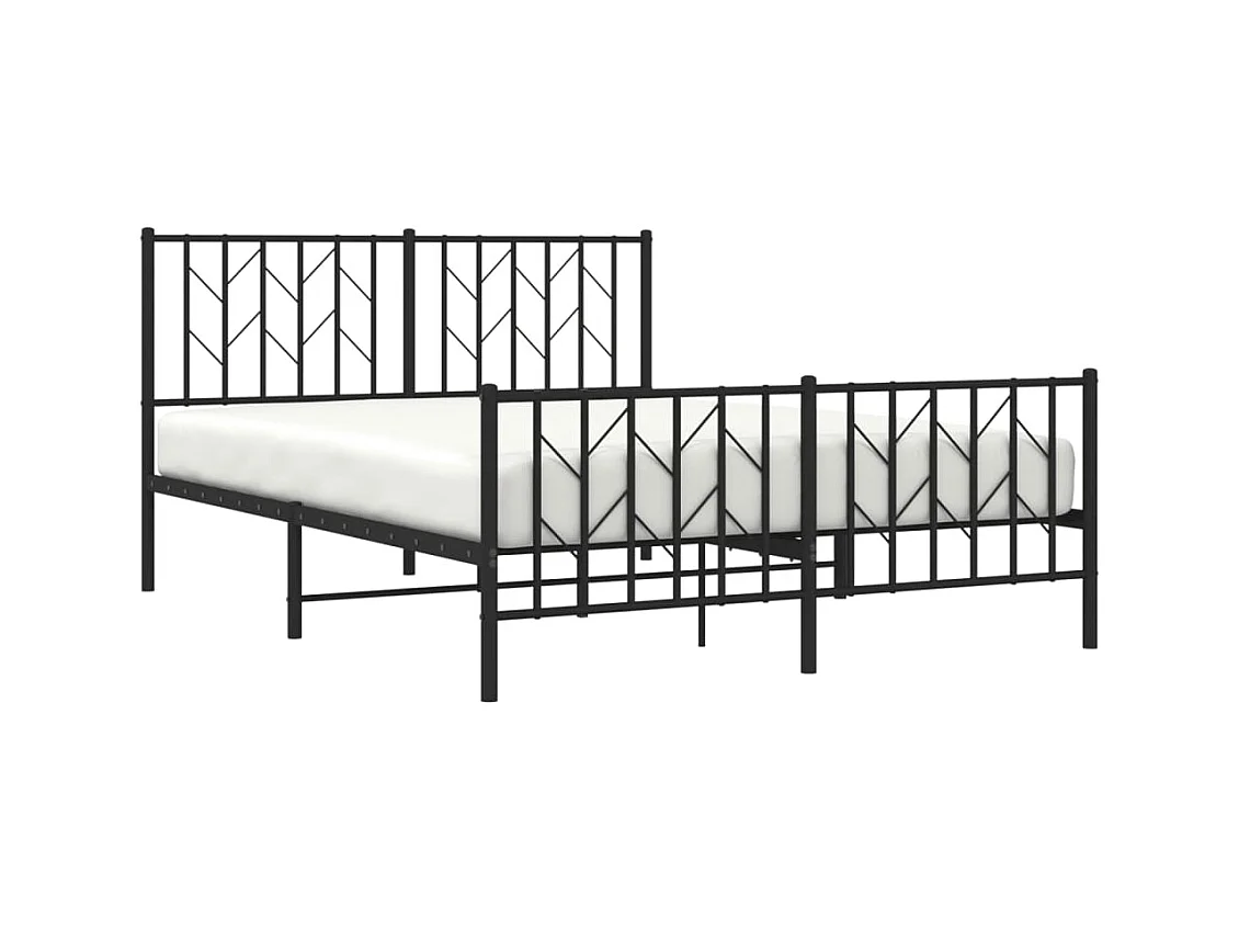 Cadre de lit métal sans matelas avec pied de lit noir 140x200cm