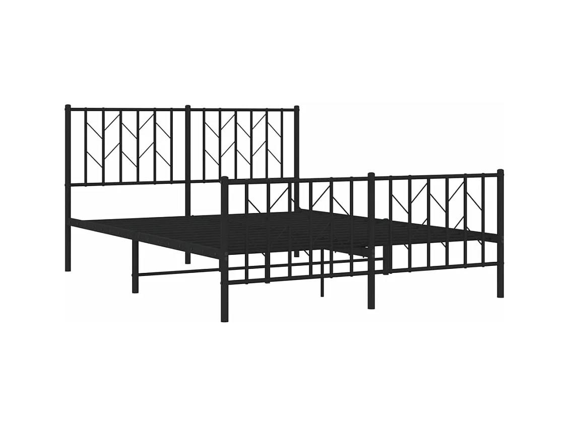 Cadre de lit métal sans matelas avec pied de lit noir 140x200cm