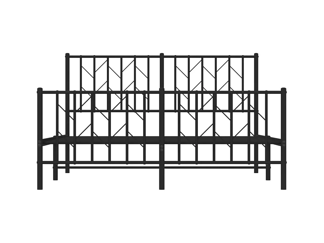 Cadre de lit métal sans matelas avec pied de lit noir 140x200cm