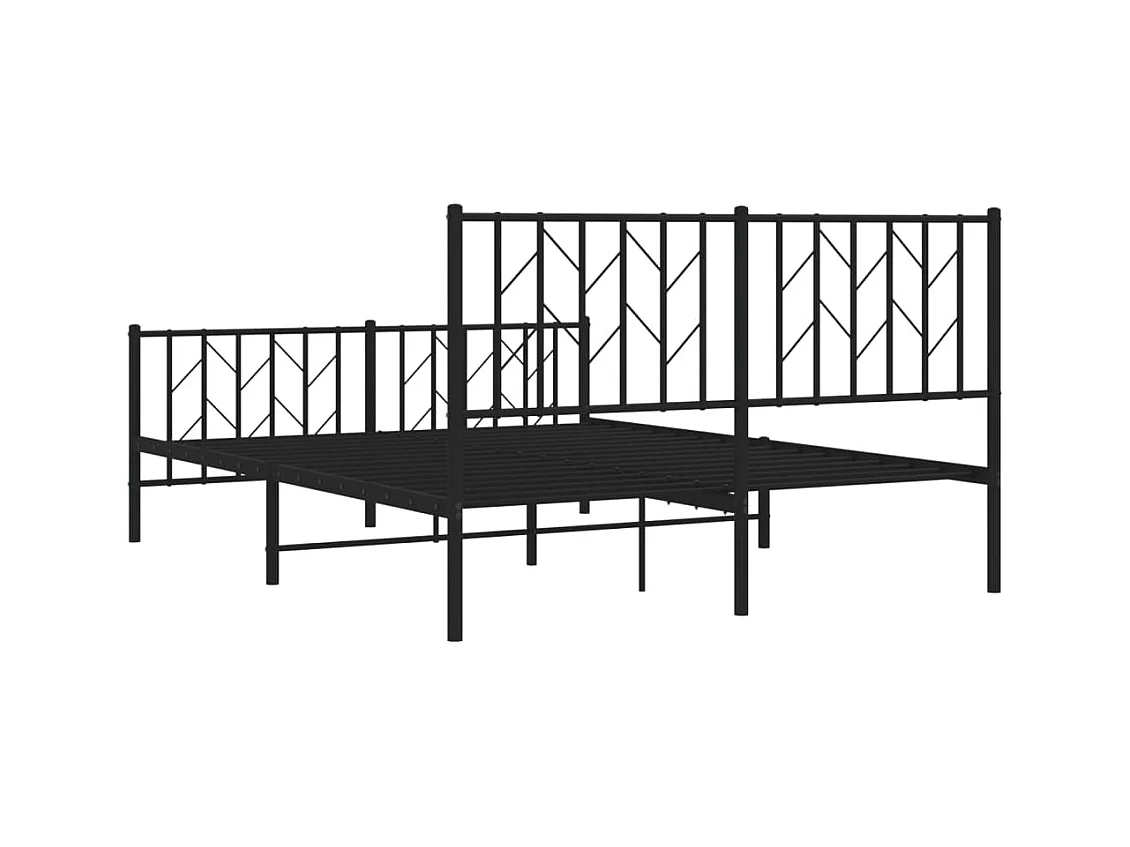 Cadre de lit métal sans matelas avec pied de lit noir 140x200cm