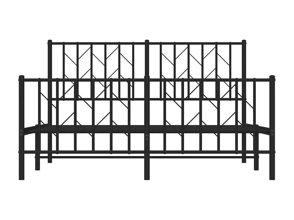 Bettgestell mit Kopf- und Fußteil Metall Schwarz 140x200 cm
