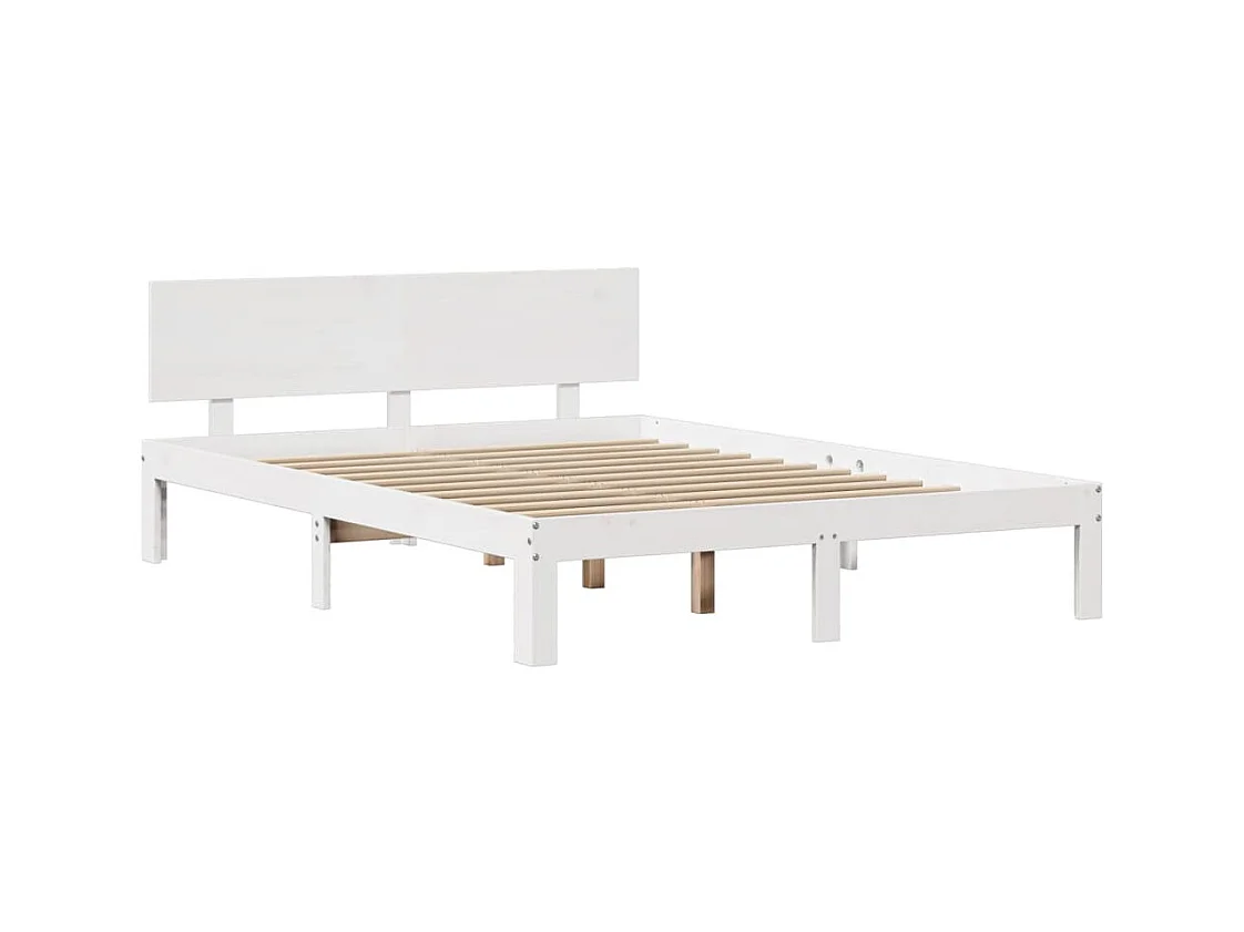 Giroletto con Testiera Bianco 135x190 cm Legno Massello di Pino