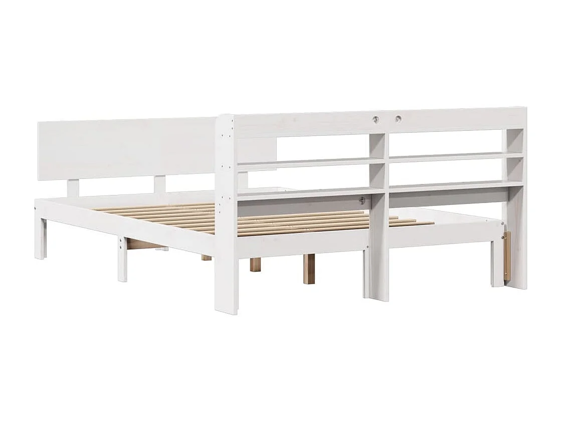 Giroletto con Testiera Bianco 135x190 cm Legno Massello di Pino