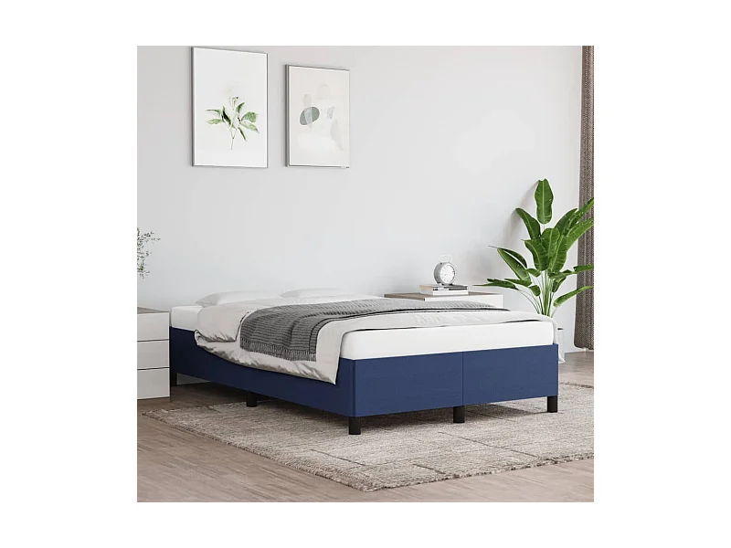 Cadre de lit sans matelas bleu 120x190 cm tissu