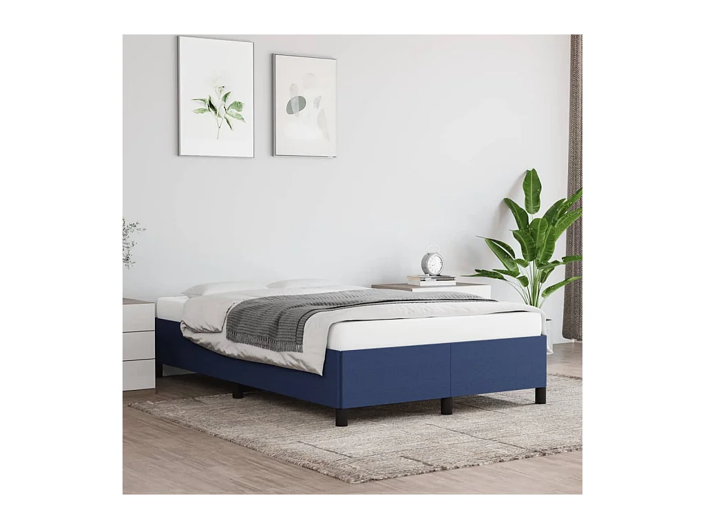 Estructura de cama sin colchón tela azul 120x190 cm