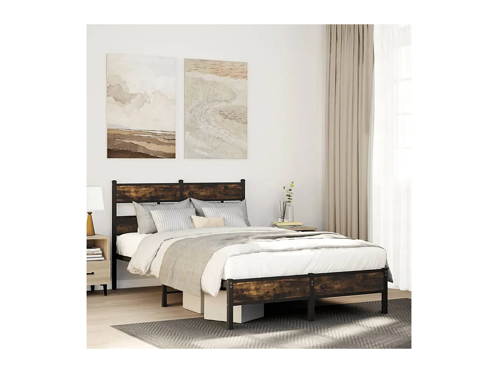 Cama sem colchão com cabeceira 120x190 cm carvalho sonoma