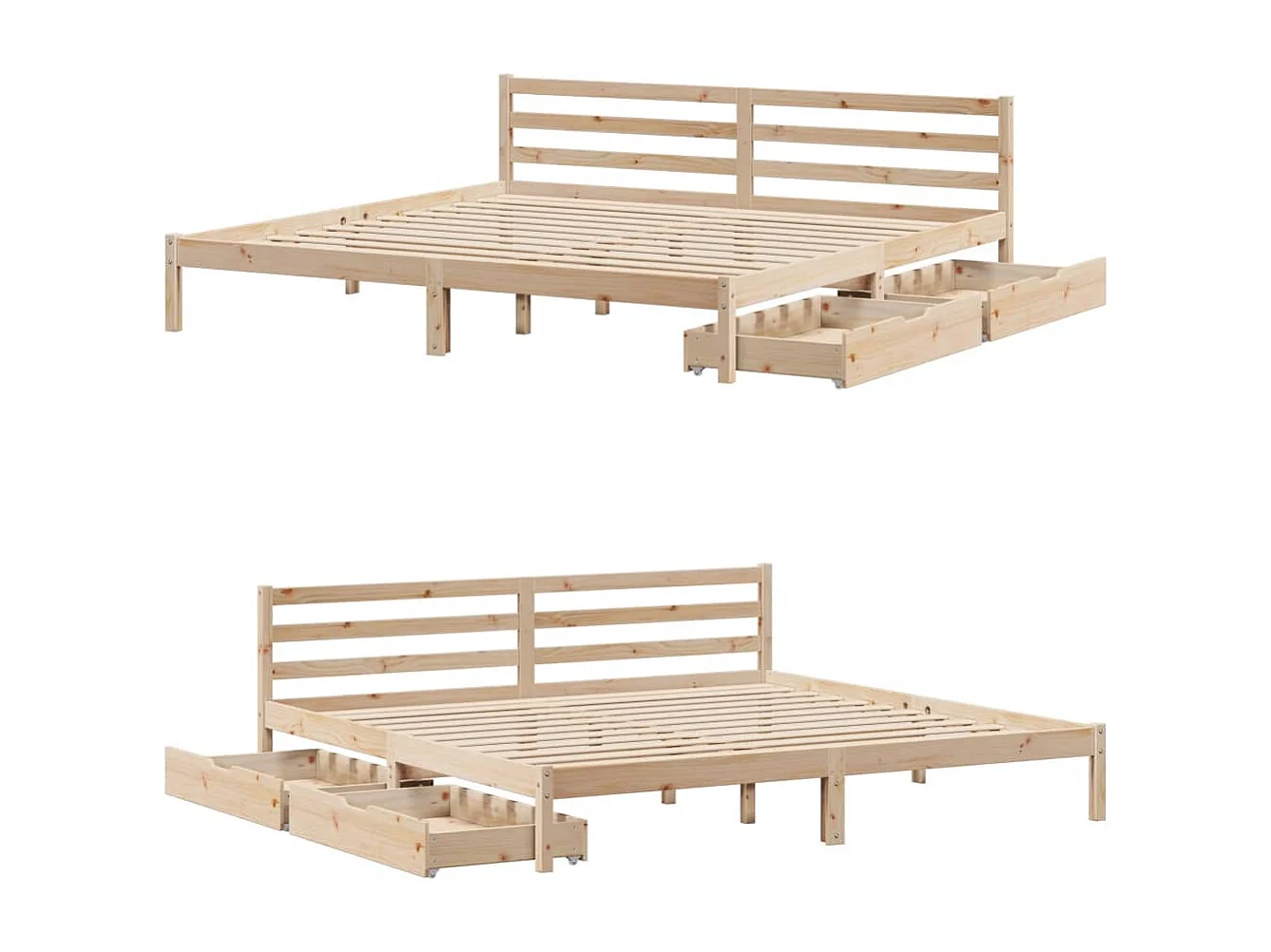 Estructura de cama sin colchón madera maciza de pino 180x200 cm