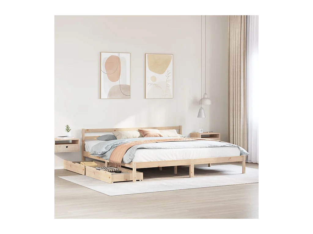 Letto senza Materasso 180x200 cm in Legno Massello di Pino