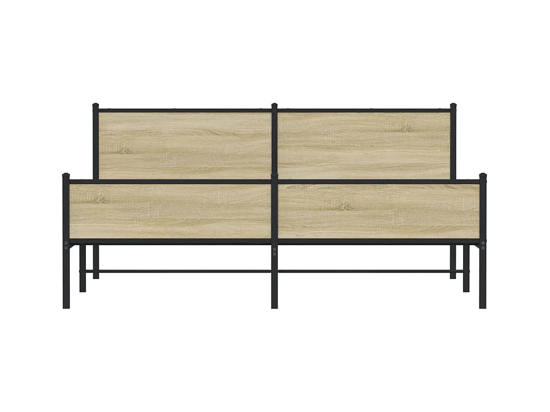 Cadre de lit en métal sans matelas chêne sonoma 160x200 cm