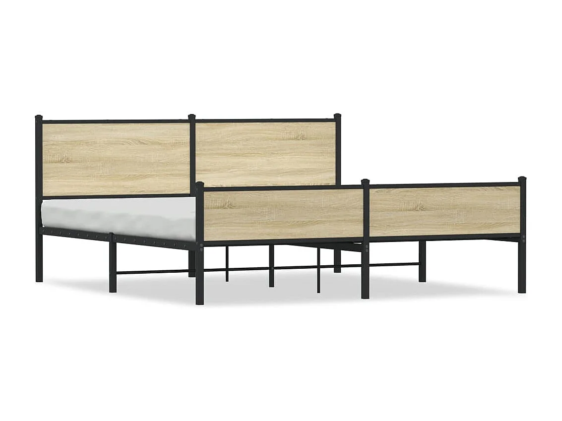 Cadre de lit en métal sans matelas chêne sonoma 160x200 cm