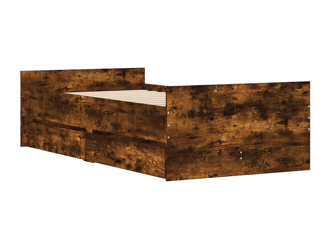 Cadre de lit sans matelas chêne fumé 75x190 cm