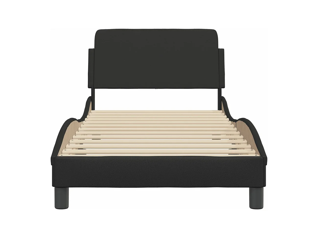 Giroletto con Testiera Nero 80x200 cm in Similpelle