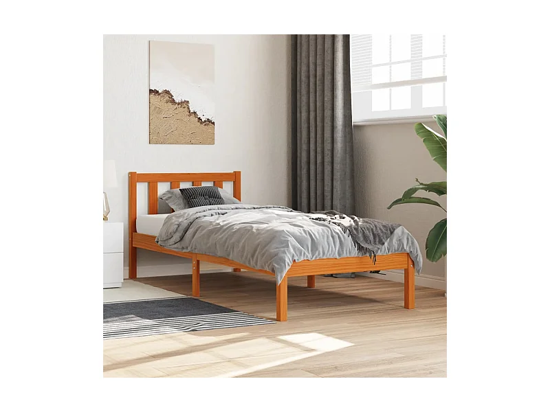Cadre de lit sans matelas cire marron 90x200 cm bois pin massif