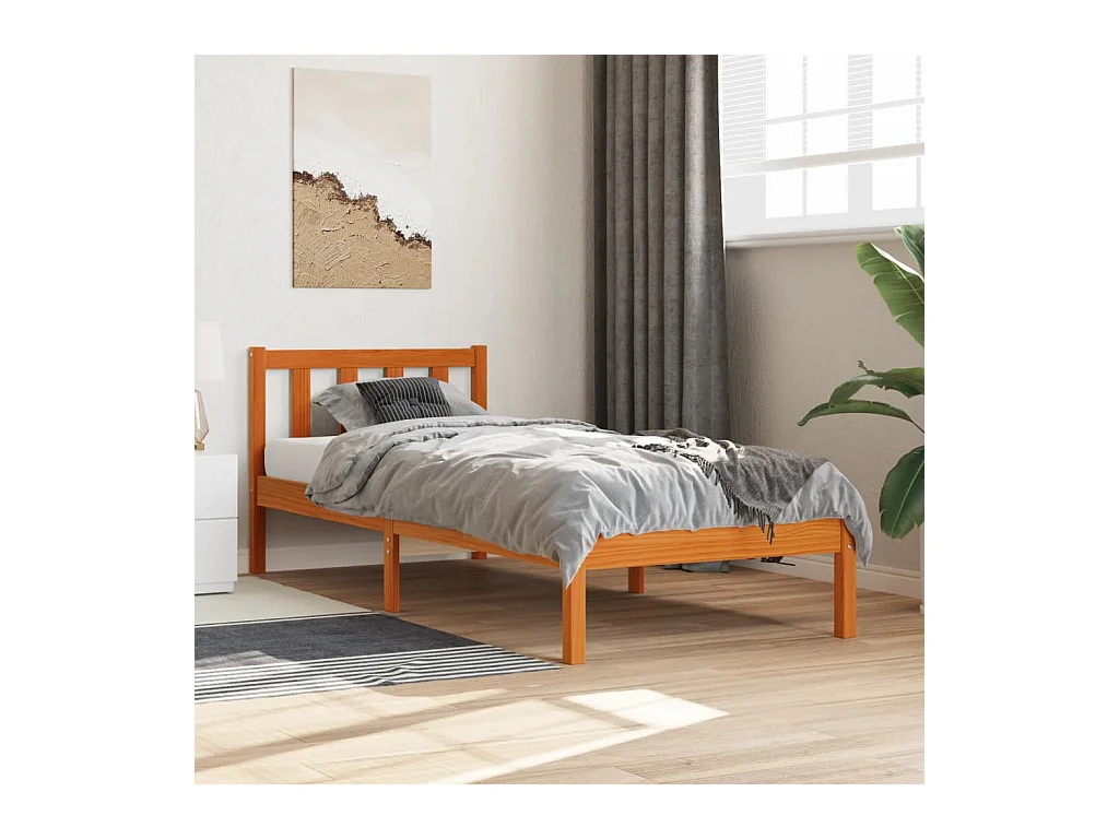 Cadre de lit sans matelas cire marron 90x200 cm bois pin massif