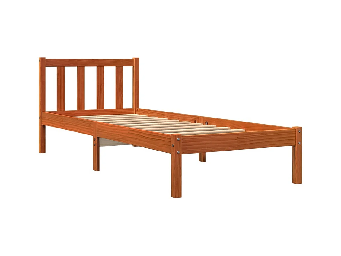 Cadre de lit sans matelas cire marron 90x200 cm bois pin massif