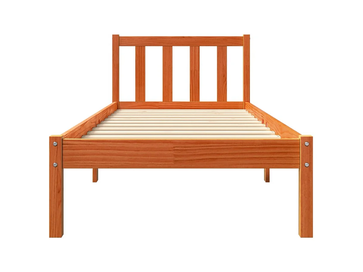 Cadre de lit sans matelas cire marron 90x200 cm bois pin massif