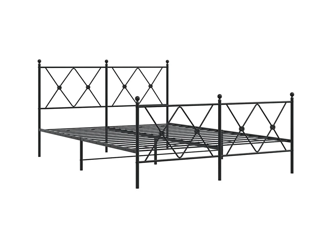 Cadre de lit métal sans matelas avec pied de lit noir 140x190cm