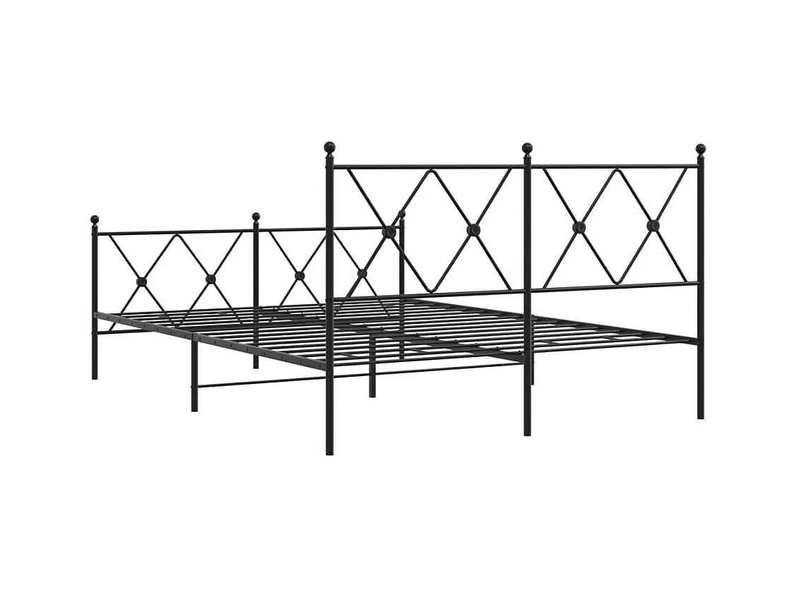 Cadre de lit métal sans matelas avec pied de lit noir 140x190cm