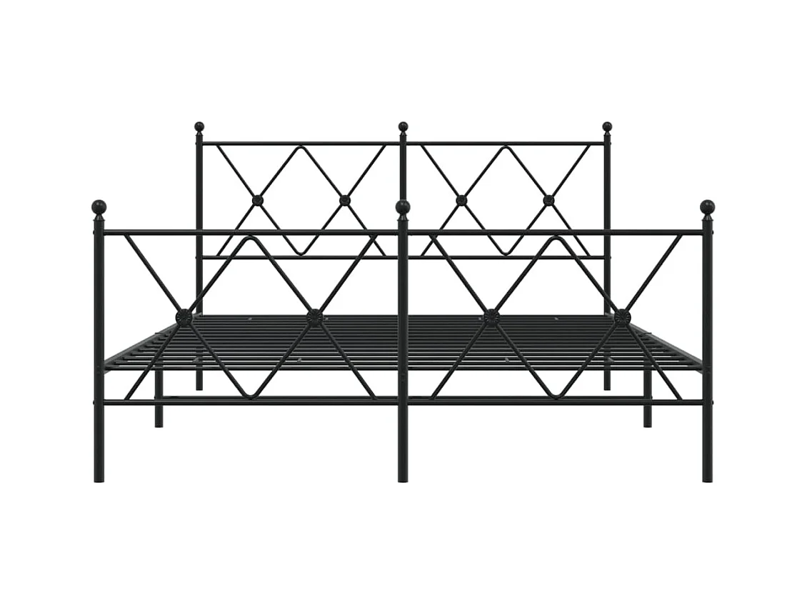 Cadre de lit métal sans matelas avec pied de lit noir 140x190cm