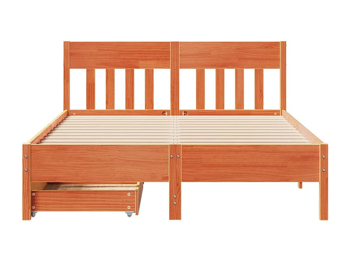 Cadre de lit sans matelas cire marron 160x200cm bois pin massif