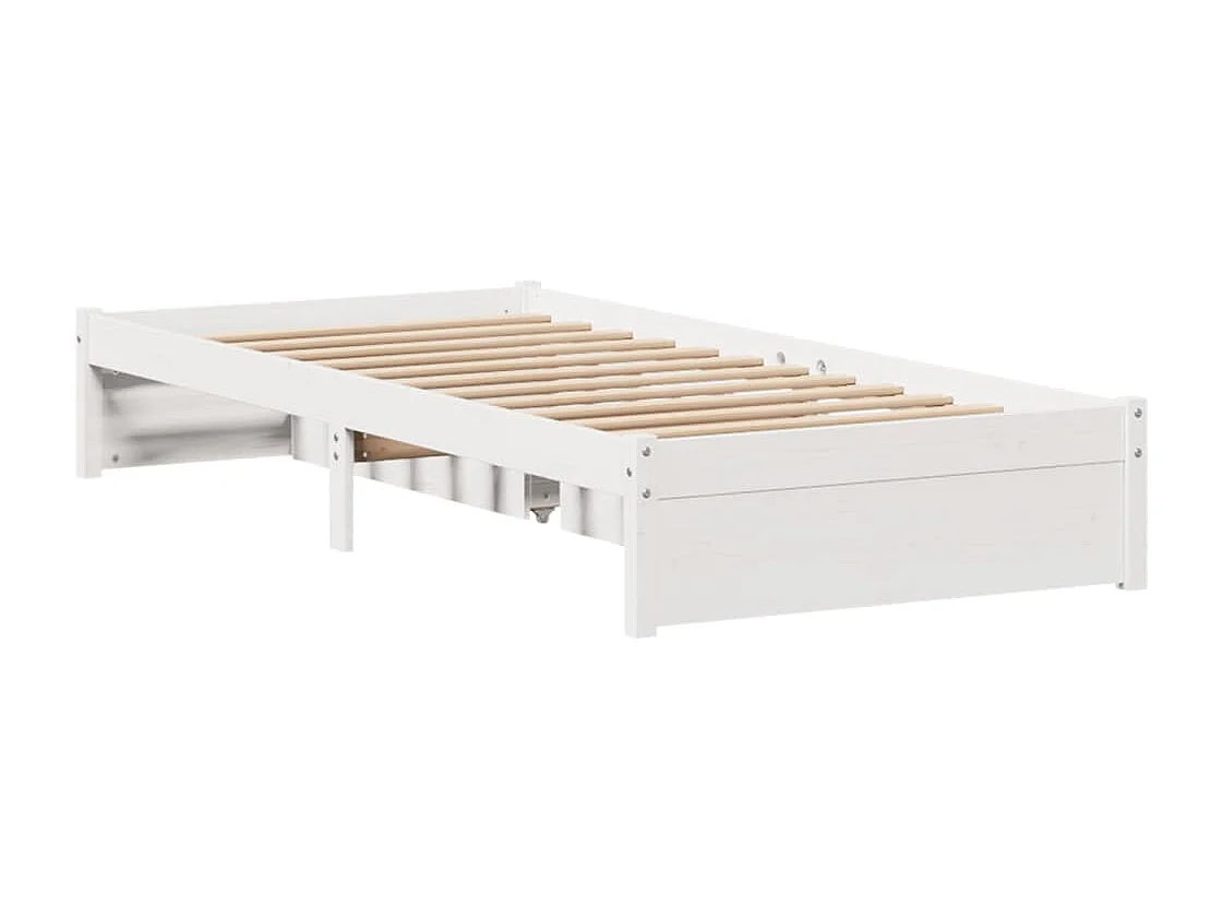 Cadre de lit sans matelas blanc 75x190 cm bois de pin massif