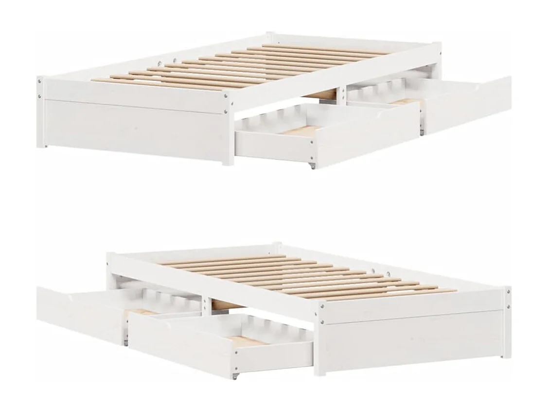 Cadre de lit sans matelas blanc 75x190 cm bois de pin massif