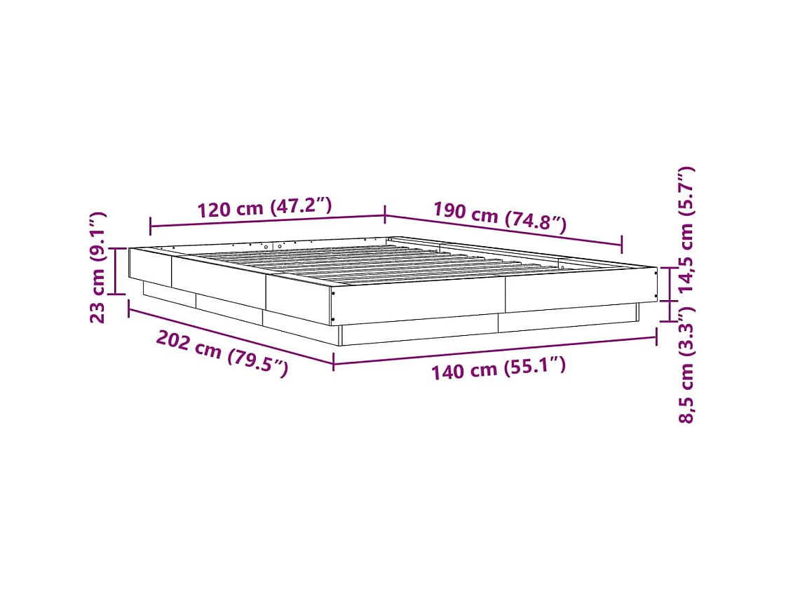 Bedframe met hoofdbord zonder matras metaal wit 75x190 cm