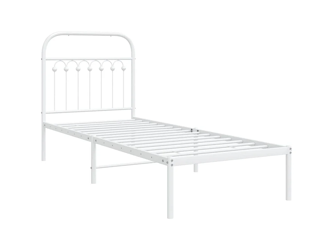 Bedframe met hoofdbord zonder matras metaal wit 75x190 cm