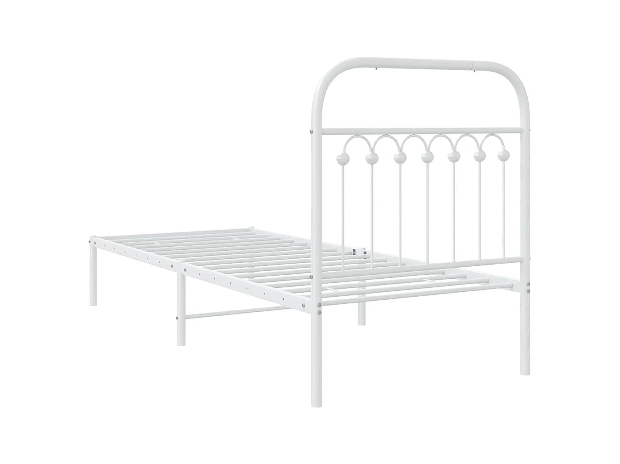 Bedframe met hoofdbord zonder matras metaal wit 75x190 cm