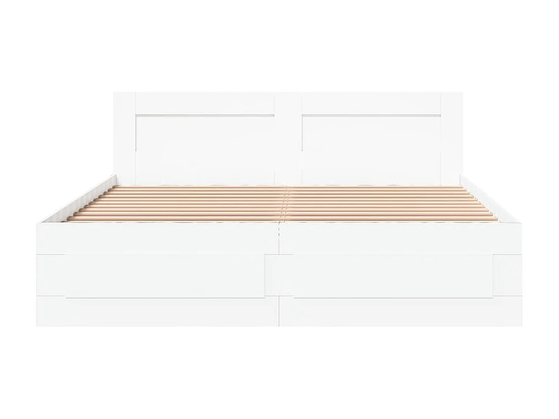 Giroletto con Testiera Bianco 150x200 cm in Legno Multistrato