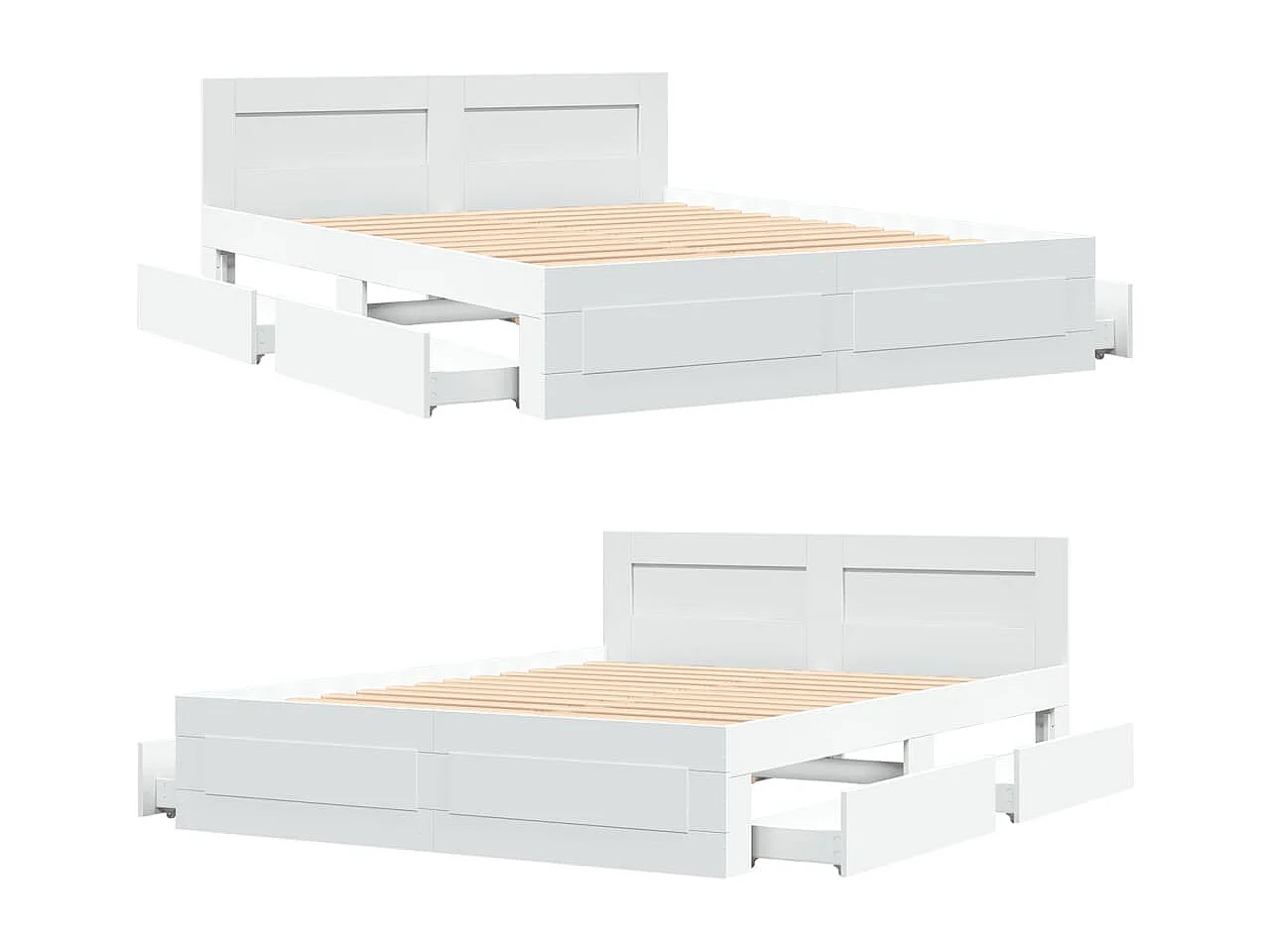 Giroletto con Testiera Bianco 150x200 cm in Legno Multistrato